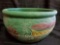 Enormous Awesome Planter/ hose keeper, Pottery, Green Red Yellow, floral design