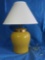 1 (of 2) Cute Vintage Yellow with Gold Band Squat Table Lamp