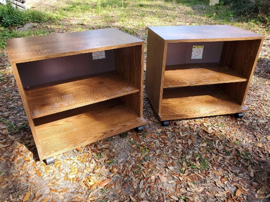 (2) Rolling media carts -2 shelf, adjustable