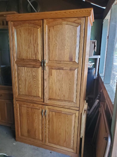 Impressive Large Wood Media Cabinet, Tuck Away Doors