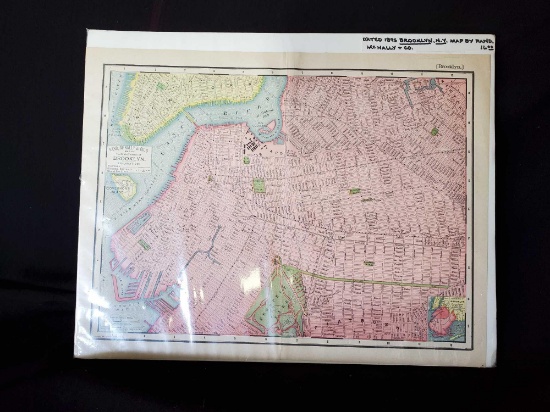 ANTIQUE map - 1895 BROOKLYN, NY. Rand McNally