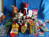 Great Kids Grouping! holiday stuffed animals, crayons, glue sticks, candles and more!