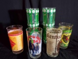 Collection of 8 Vintage High Ball glasses- Kentucky Derby, golf theme