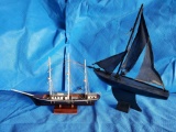 (2) wooden Model Ships including Cutty Sark(?)