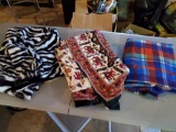 Blanket and throw grouping including BOHO elephant,, zebra, plaid