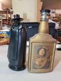 Vintage alcohol decanters including Sandman scotch and beams