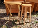 Cute Wooden Stool and folding TV tray