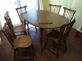 Nice Vintage Cochrane Dining Table Set: Table, 6 Chairs, Leaf