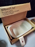 Pampered Chef Rectangular Lid/Bowl in box, and Hold and Slice