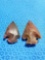 American Indian artifact - pair of arrowheads, points