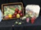 Decorative Artificial Grape and Fruit Grouping including Box and Tray