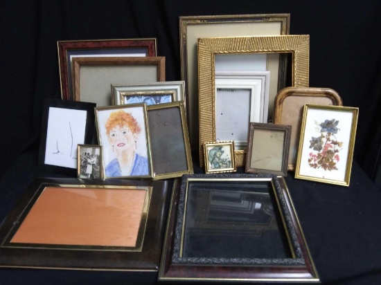 various frames, most with glass, varying sizes and shapes