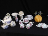 large grouping of delicate floral / old ceramic China pieces