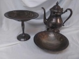 3 Pc Silver Plate including International Silver Company Camille teapot