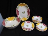 Colorful Springtime China, Made in Italy. Crazing and Chipping present