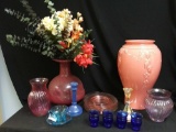 Lovely Pinks and Blues Glass Group Including (4) Vintage Hazel Atlas Cobalt Blue Shot Cordial 3