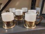 6 demitasse ceramic cups with metal handles