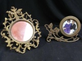 Pair of Vintage Brass? Picture Holders, Swirly, Ornate. see photos for condition
