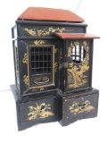 Old black lacquer Japanese pagoda style jewelry box