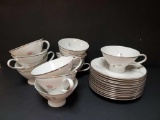 12 Beautiful Vintage Coffee/ tea cups with saucers -Japanese Quince (Platinum Trim) by Rosenthal -