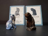 Vintage 1986 Franklin Mint The Curio Cabinet Cats Collection: Delft, American Pewter