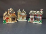 Trio of Vintage 2004 Wellington Square Collection porcelain Christmas village buildings