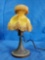 Cool petite BUSS LIGHT vintage Victorian lamp with tasseled clip shade