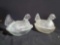 Two clear glass nesting hens lidded dishes