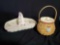 Pair of LONGABERGER baskets including Tournament of Roses and American Cancer Society pink trimmed