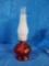 Vintage Kerosene red glass oil lamp