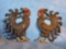 Vintage Set of 2 Cast Metal Chickens Wall Decor