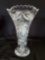 Vintage Crystal Etched Hand Cut Vase , bird flower