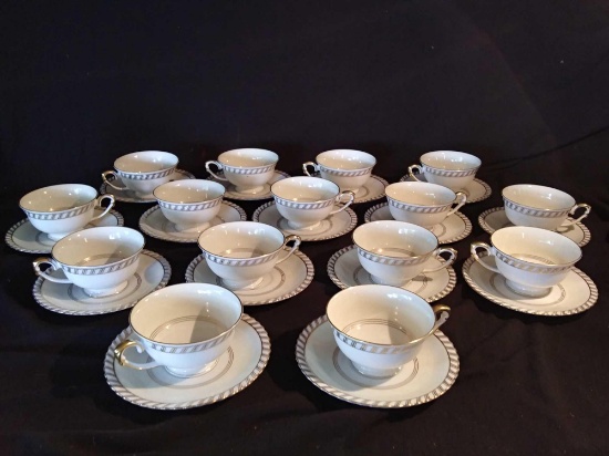 (15) Impressive Golden Franconia/Krautheim La Princess China Teacups and Saucers Sets