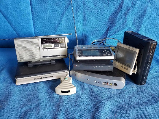 Electronics grouping including modems, Weather radios,GE, Hammacher Schlemmer