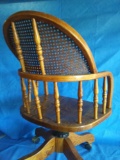 A-America Shin-Lee Oak Rolling Caned-Back Captain's Chair