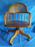 A-America Shin-Lee Oak Rolling Caned-Back Captain's Chair