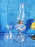 Vintage tall glass hurricane Kerosene oil lamp with extra globe