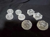 (8) vintage glass Salt wells including set of 4 matching