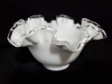 Vintage FENTON ruffled edge dish/bowl, with Stamp