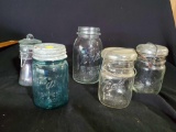 Vintage jar grouping including Atlas and ball, Lid with the bail