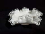 Vintage FENTON ruffle candy/nut dish, with stamp