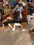 Wooden hand made folk art painted hound Dog figure