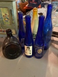 5 vintage bottles including Blue and Holt n Sons