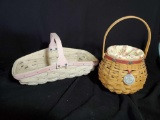 Pair of LONGABERGER baskets including Tournament of Roses and American Cancer Society pink trimmed