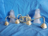 Vintage style brass and (4) glass globe wall light