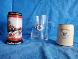 (3) BEER Mugs including Budweiser, Warsteiner, Oberkirchberger