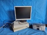 HP photos smart 245 and other computer items including Belkin Power port, Compaq, and LCD monitor