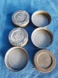 (6) Vintage BALL zinc lids WITH GLASS INSERTS