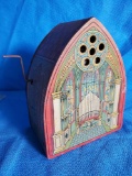 Vintage J. Chein Tin Lithograph Toy Church Cathedral Crank Organ