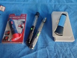 New, unused, in packages flashlights, 10 and 1 rescue tool